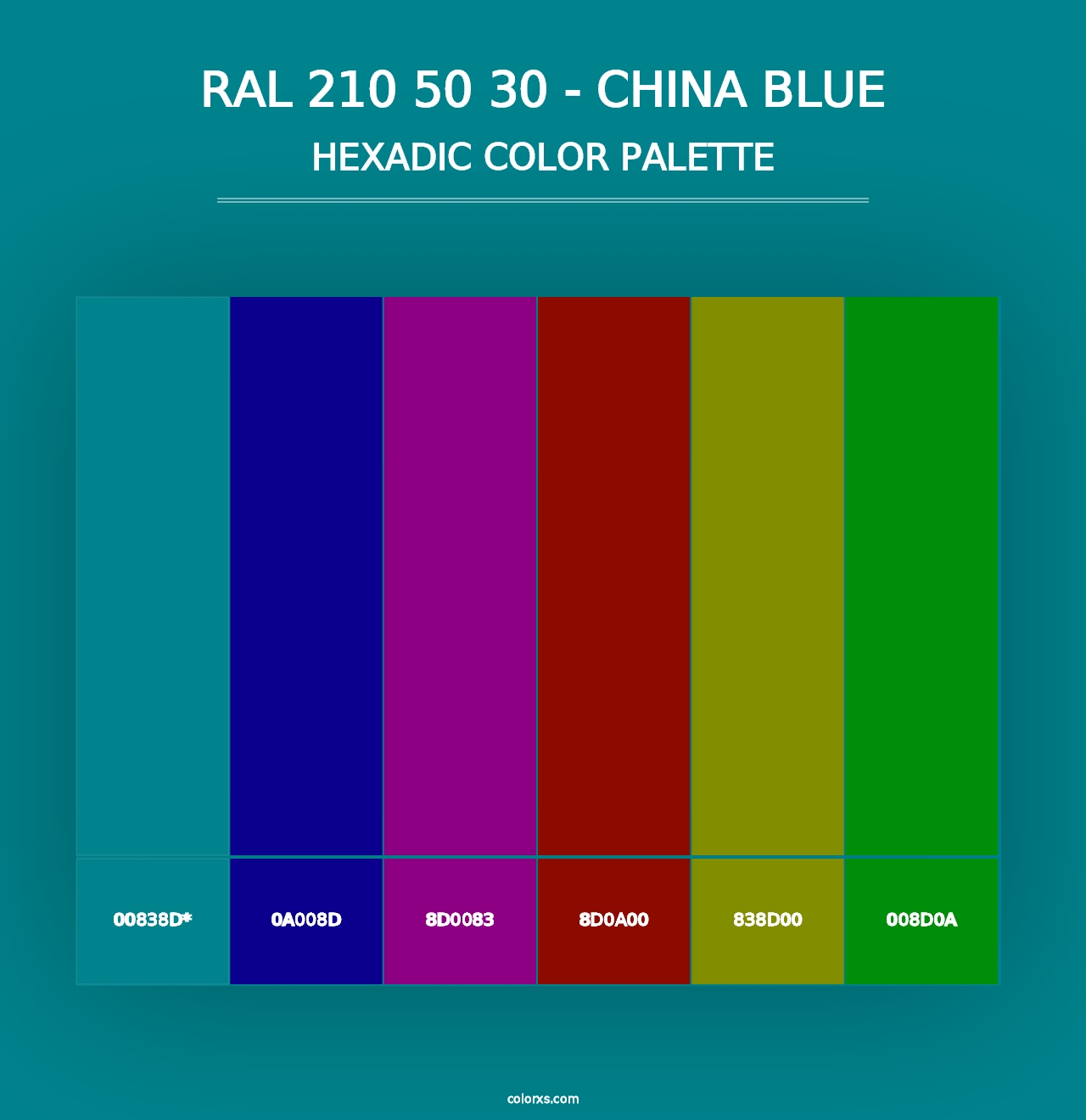 RAL 210 50 30 - China Blue - Hexadic Color Palette