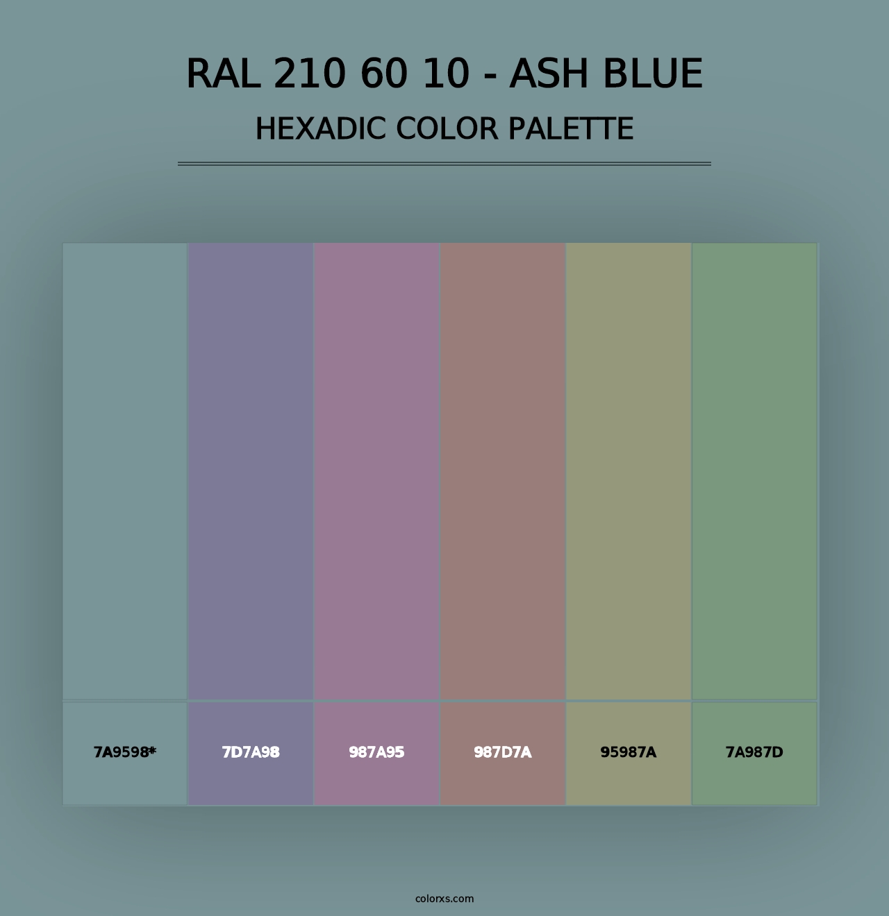 RAL 210 60 10 - Ash Blue - Hexadic Color Palette