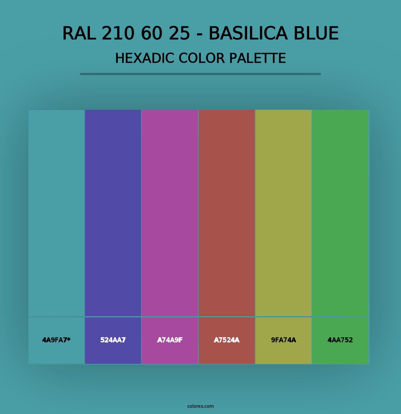 RAL 210 60 25 - Basilica Blue - Hexadic Color Palette