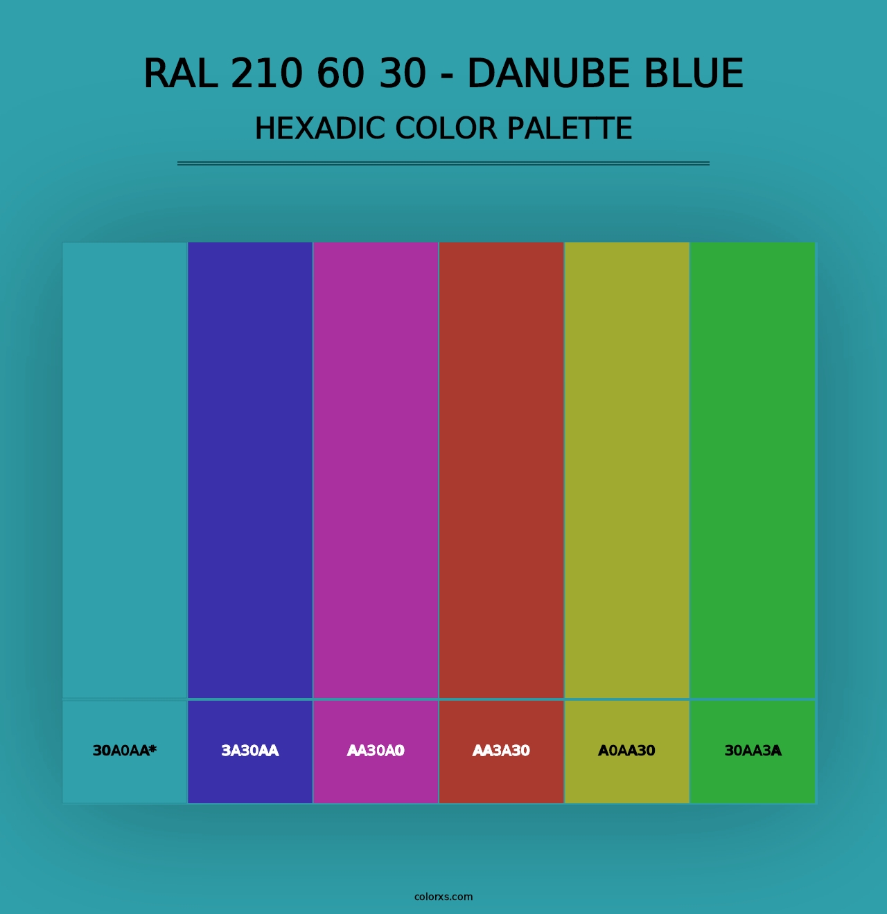 RAL 210 60 30 - Danube Blue - Hexadic Color Palette