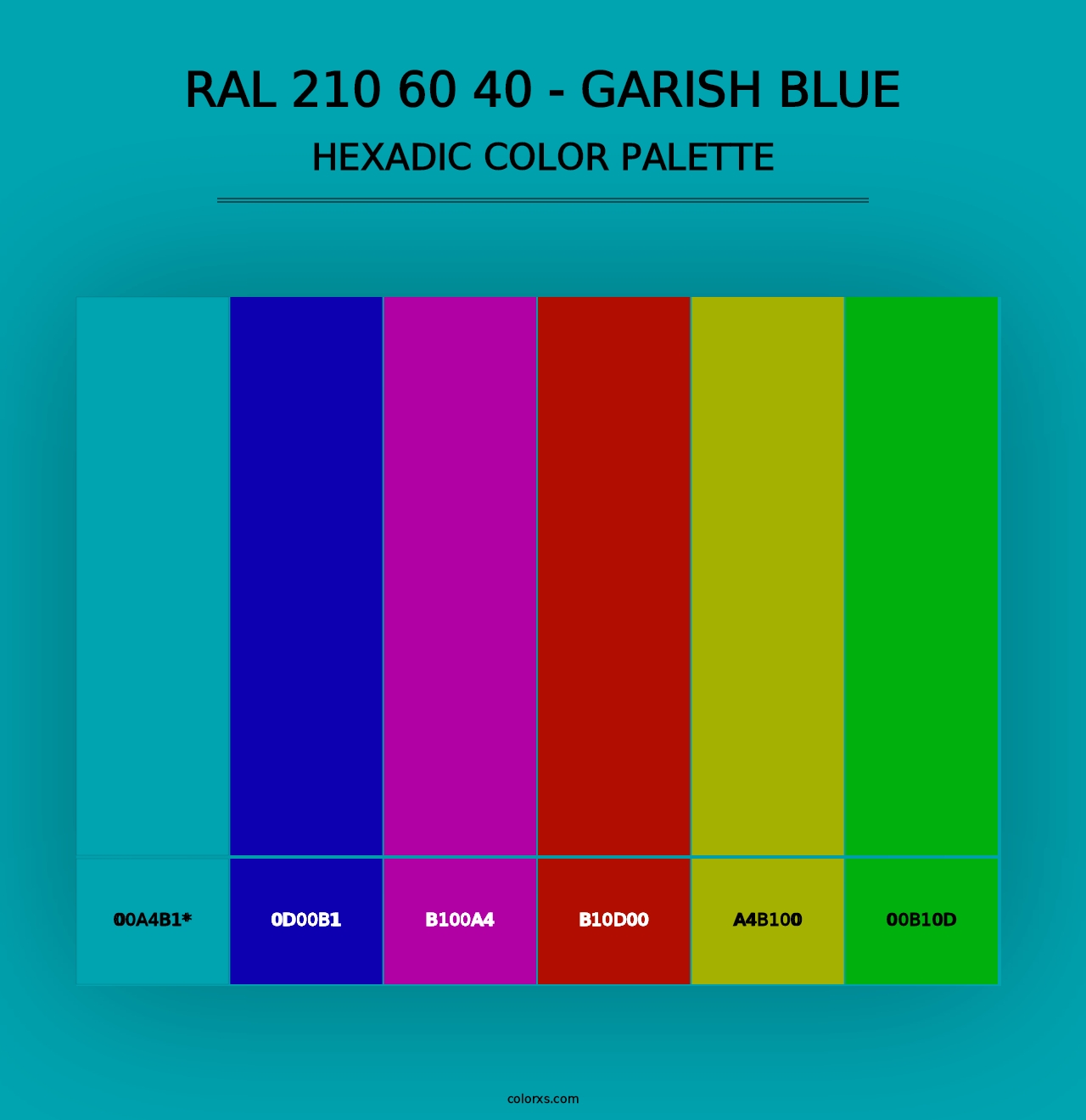 RAL 210 60 40 - Garish Blue - Hexadic Color Palette