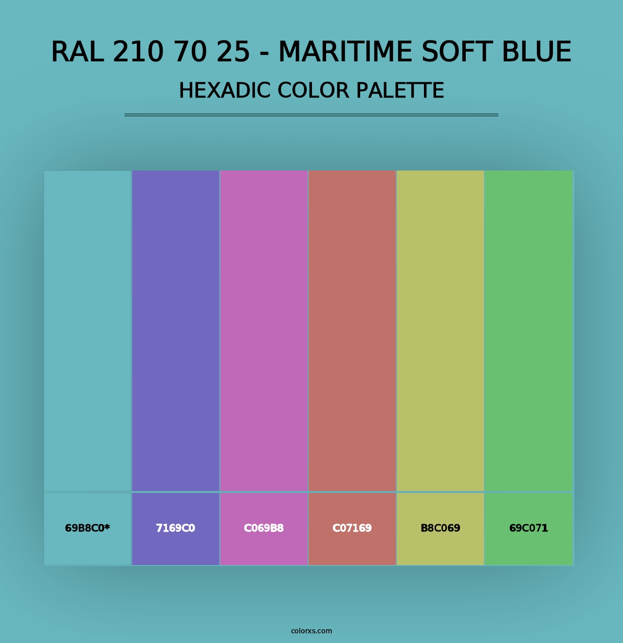 RAL 210 70 25 - Maritime Soft Blue - Hexadic Color Palette