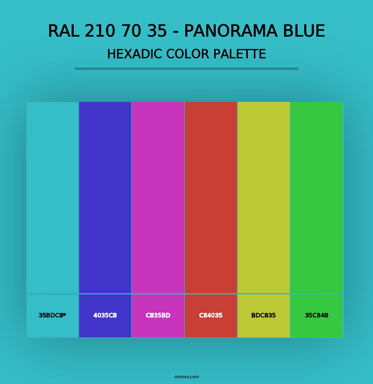 RAL 210 70 35 - Panorama Blue - Hexadic Color Palette