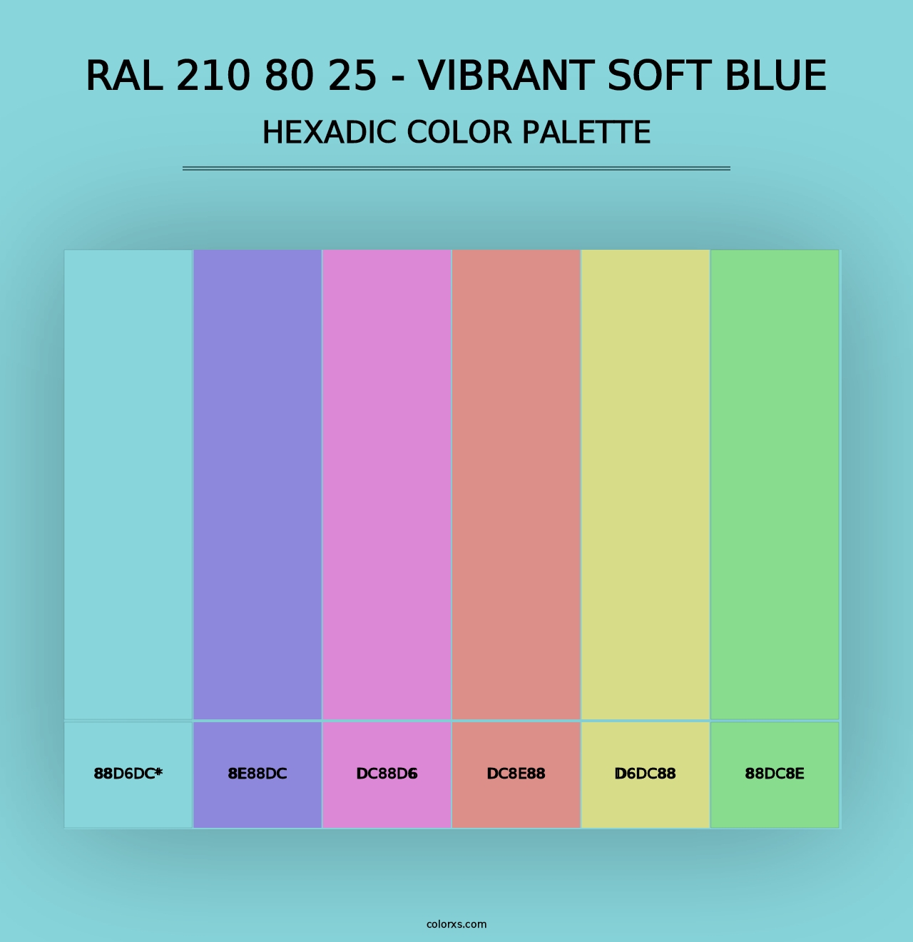 RAL 210 80 25 - Vibrant Soft Blue - Hexadic Color Palette