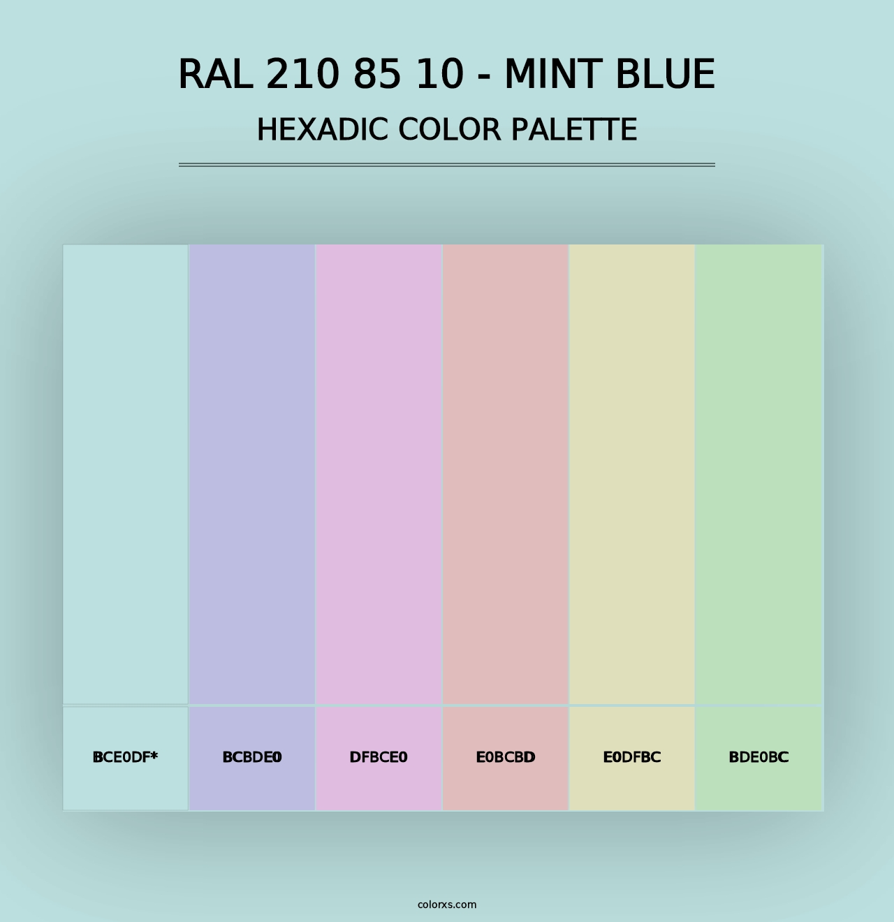 RAL 210 85 10 - Mint Blue - Hexadic Color Palette