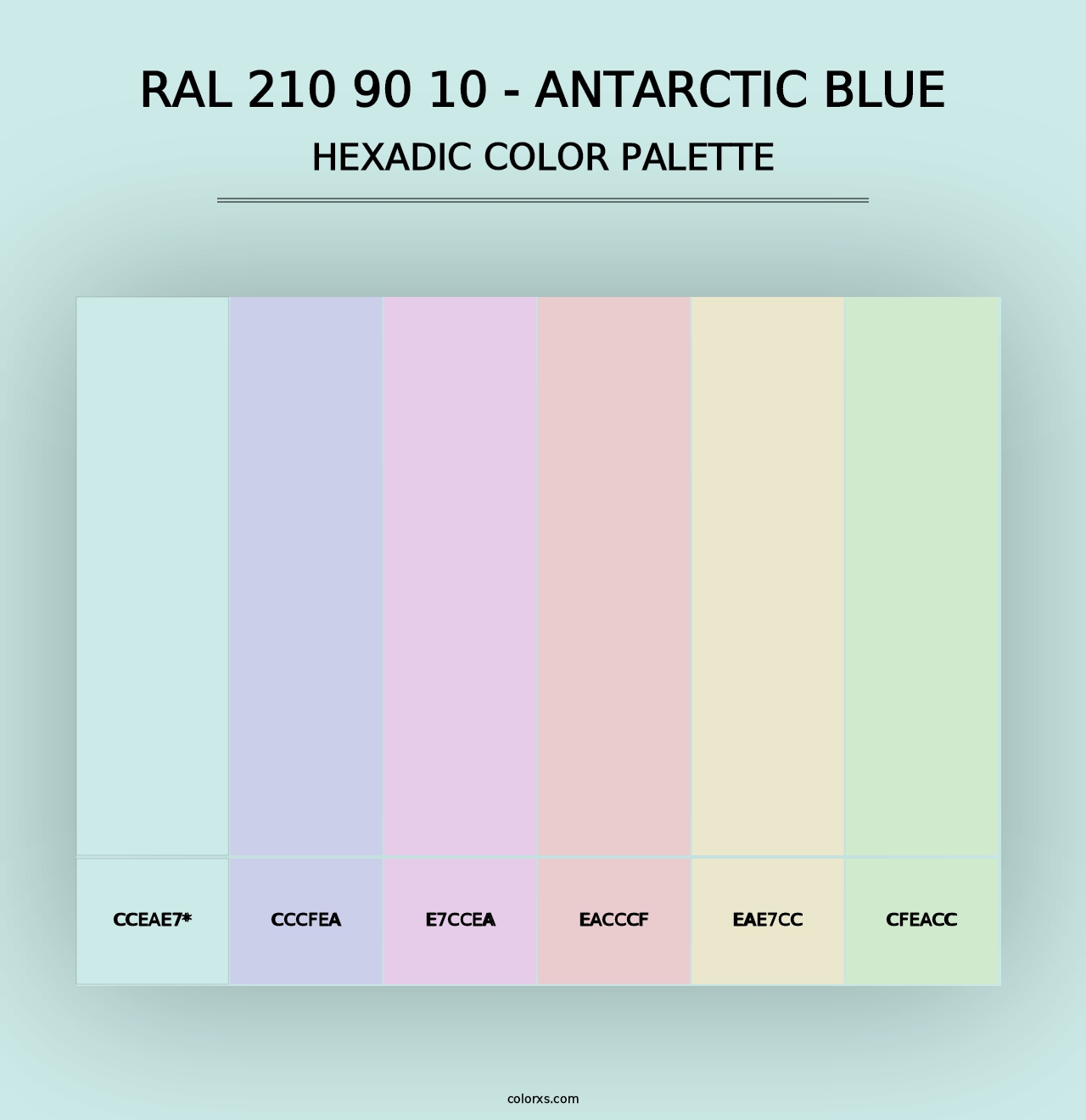 RAL 210 90 10 - Antarctic Blue - Hexadic Color Palette