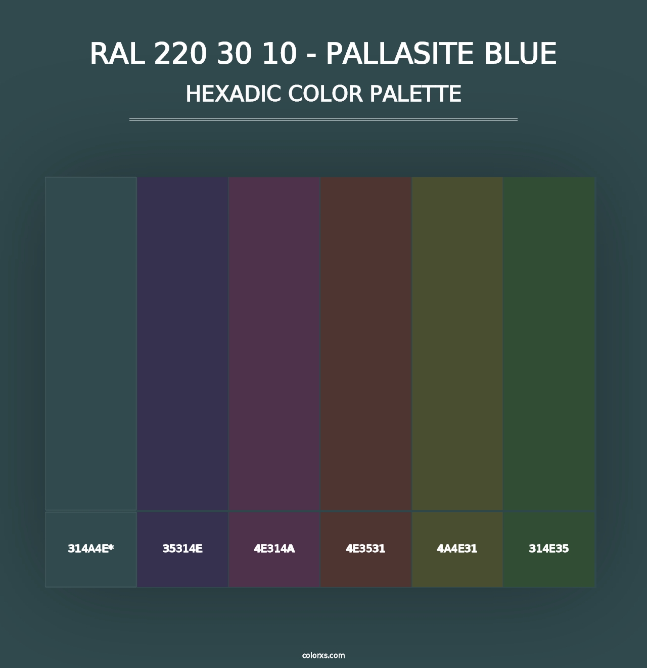 RAL 220 30 10 - Pallasite Blue - Hexadic Color Palette