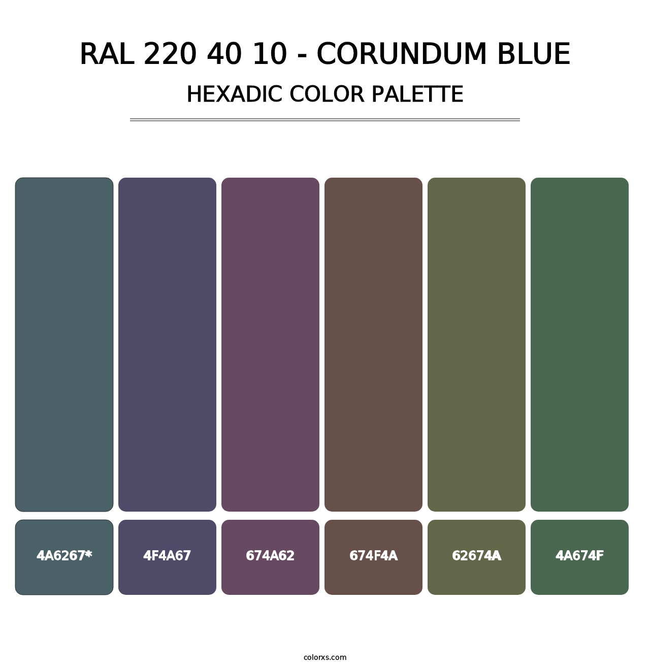 RAL 220 40 10 - Corundum Blue - Hexadic Color Palette