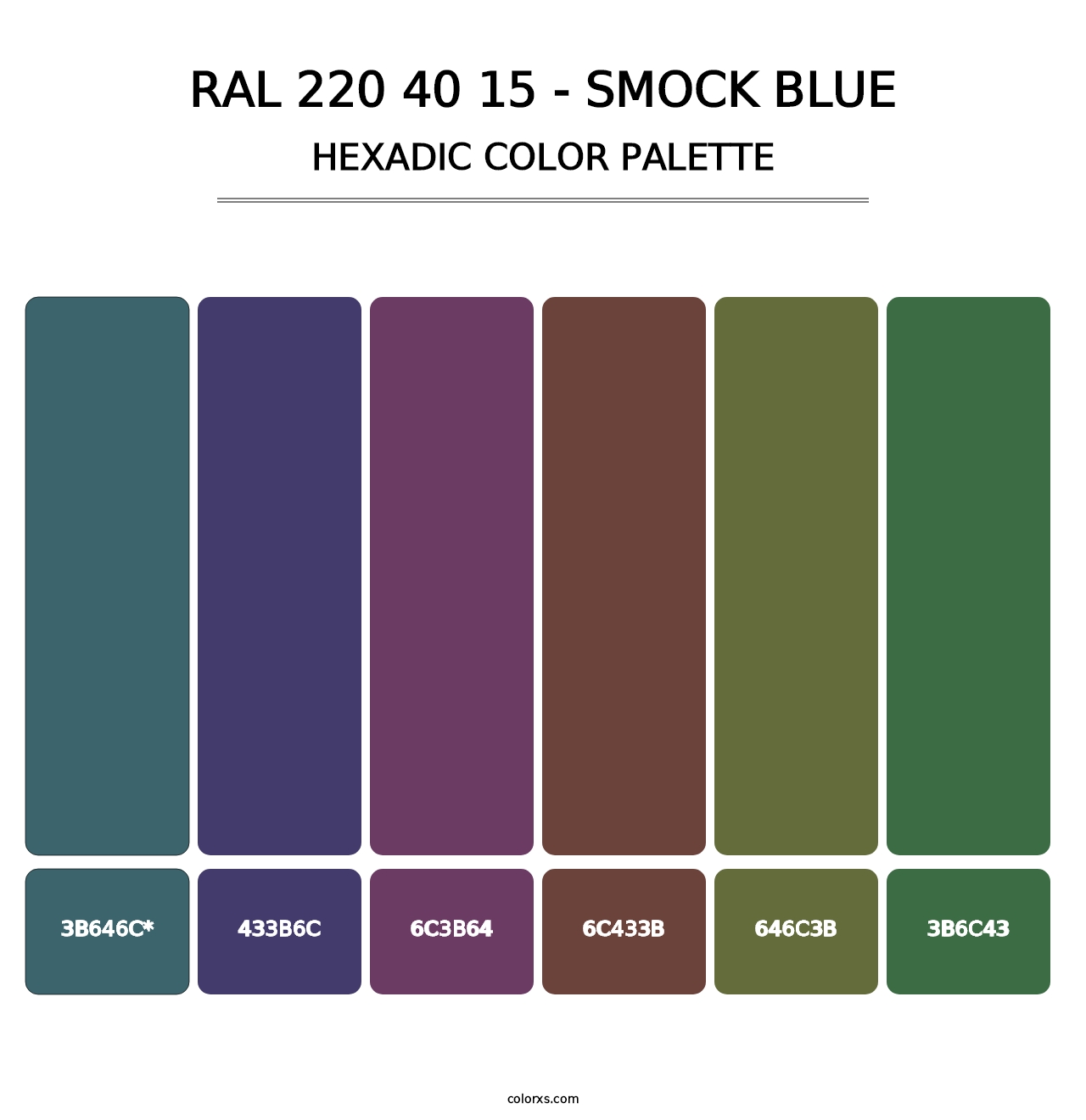 RAL 220 40 15 - Smock Blue - Hexadic Color Palette