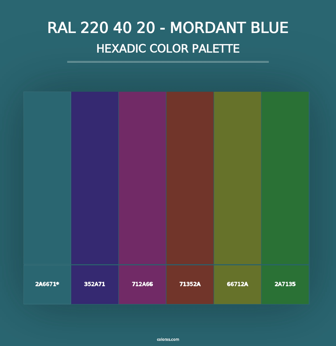 RAL 220 40 20 - Mordant Blue - Hexadic Color Palette