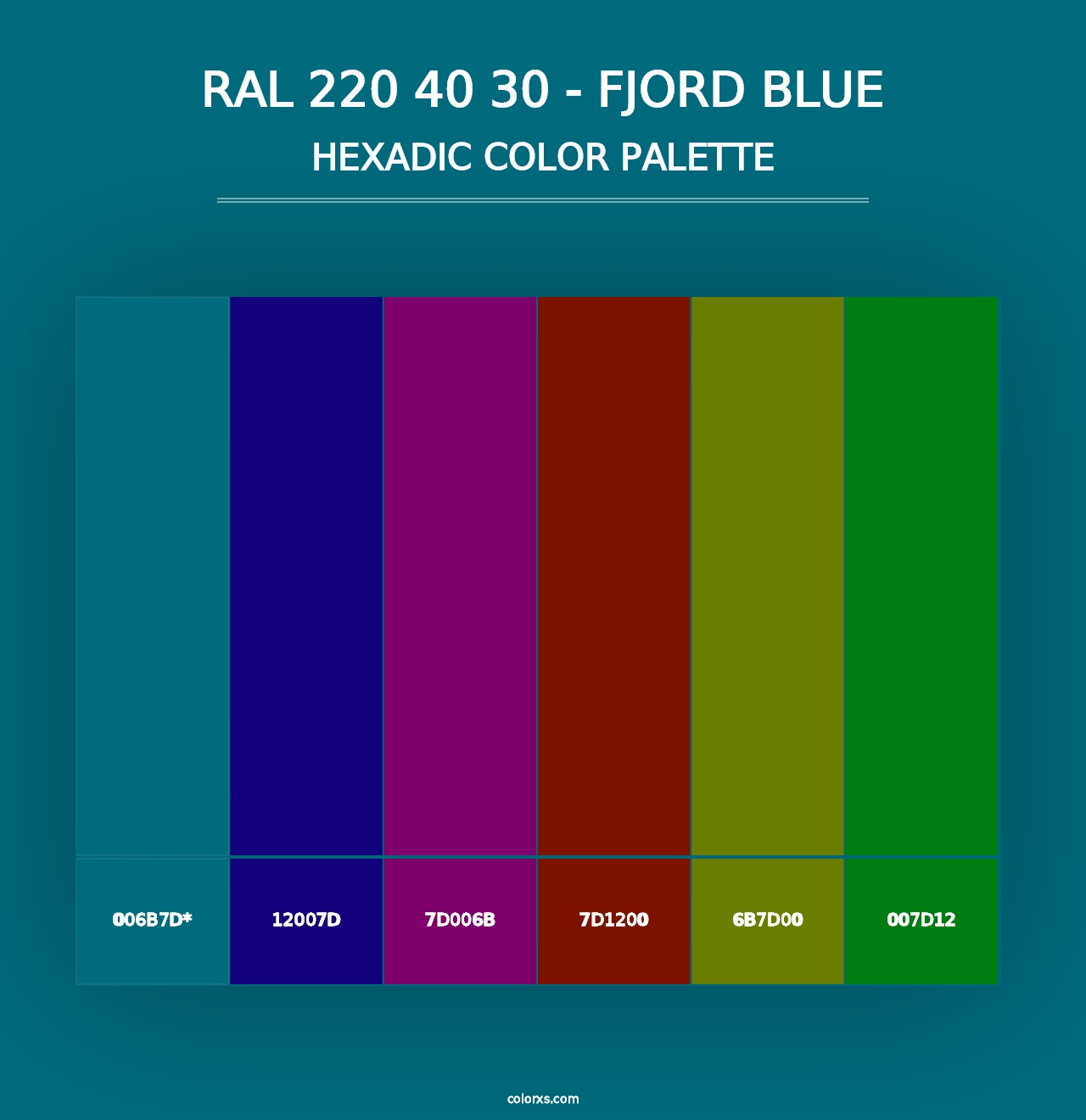 RAL 220 40 30 - Fjord Blue - Hexadic Color Palette