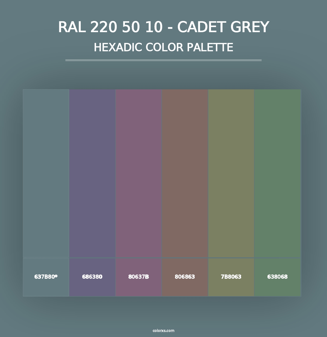 RAL 220 50 10 - Cadet Grey - Hexadic Color Palette