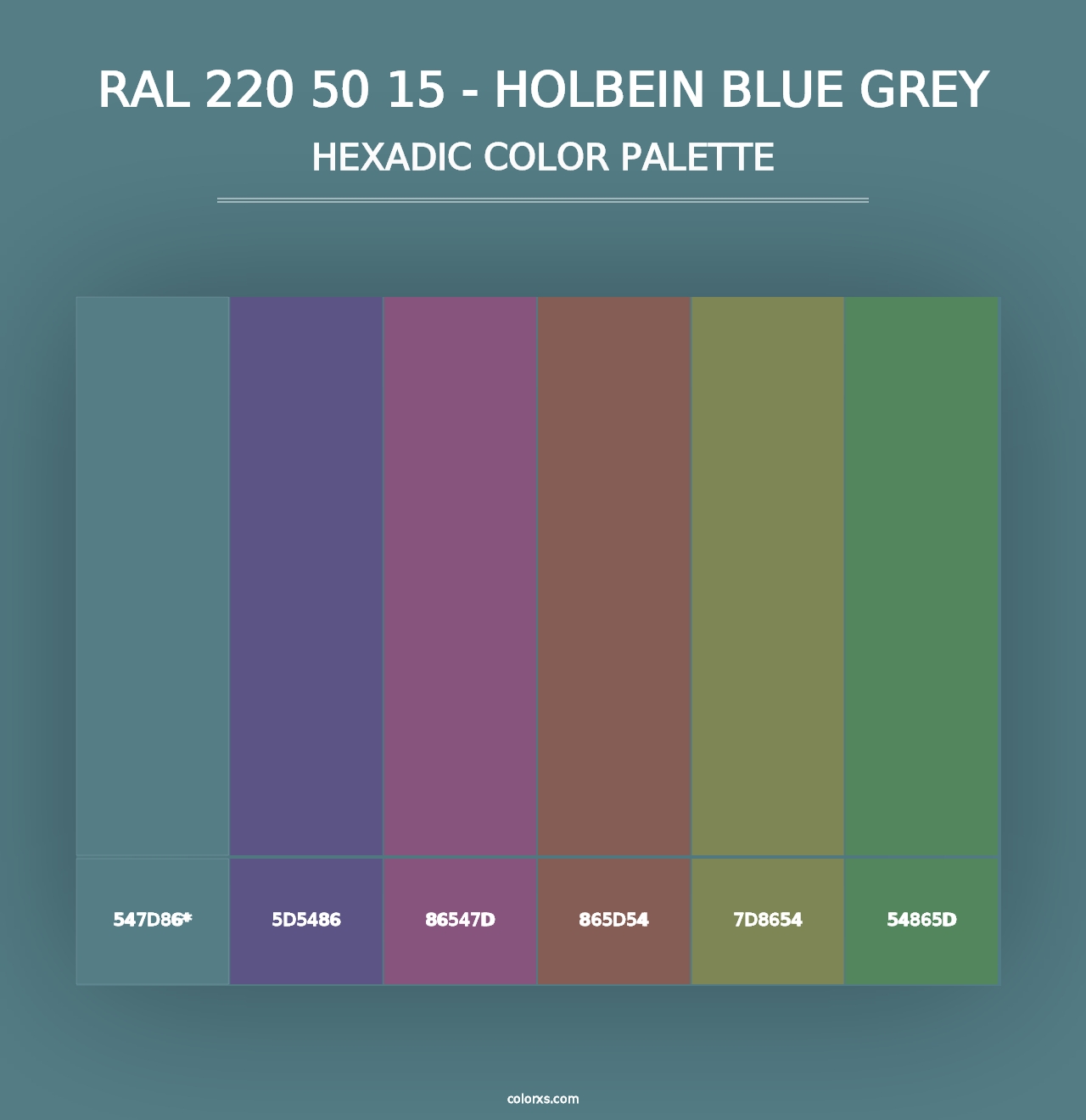 RAL 220 50 15 - Holbein Blue Grey - Hexadic Color Palette