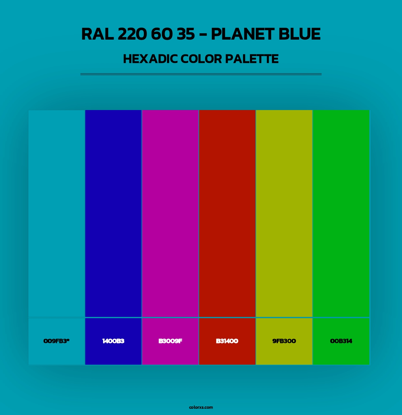 RAL 220 60 35 - Planet Blue - Hexadic Color Palette