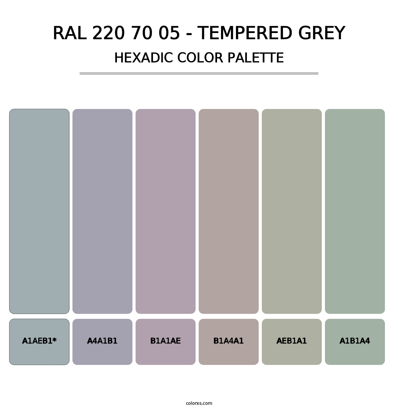 RAL 220 70 05 - Tempered Grey - Hexadic Color Palette