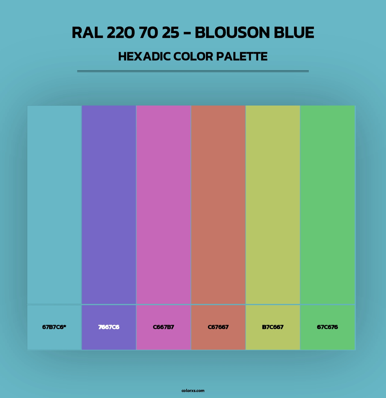 RAL 220 70 25 - Blouson Blue - Hexadic Color Palette