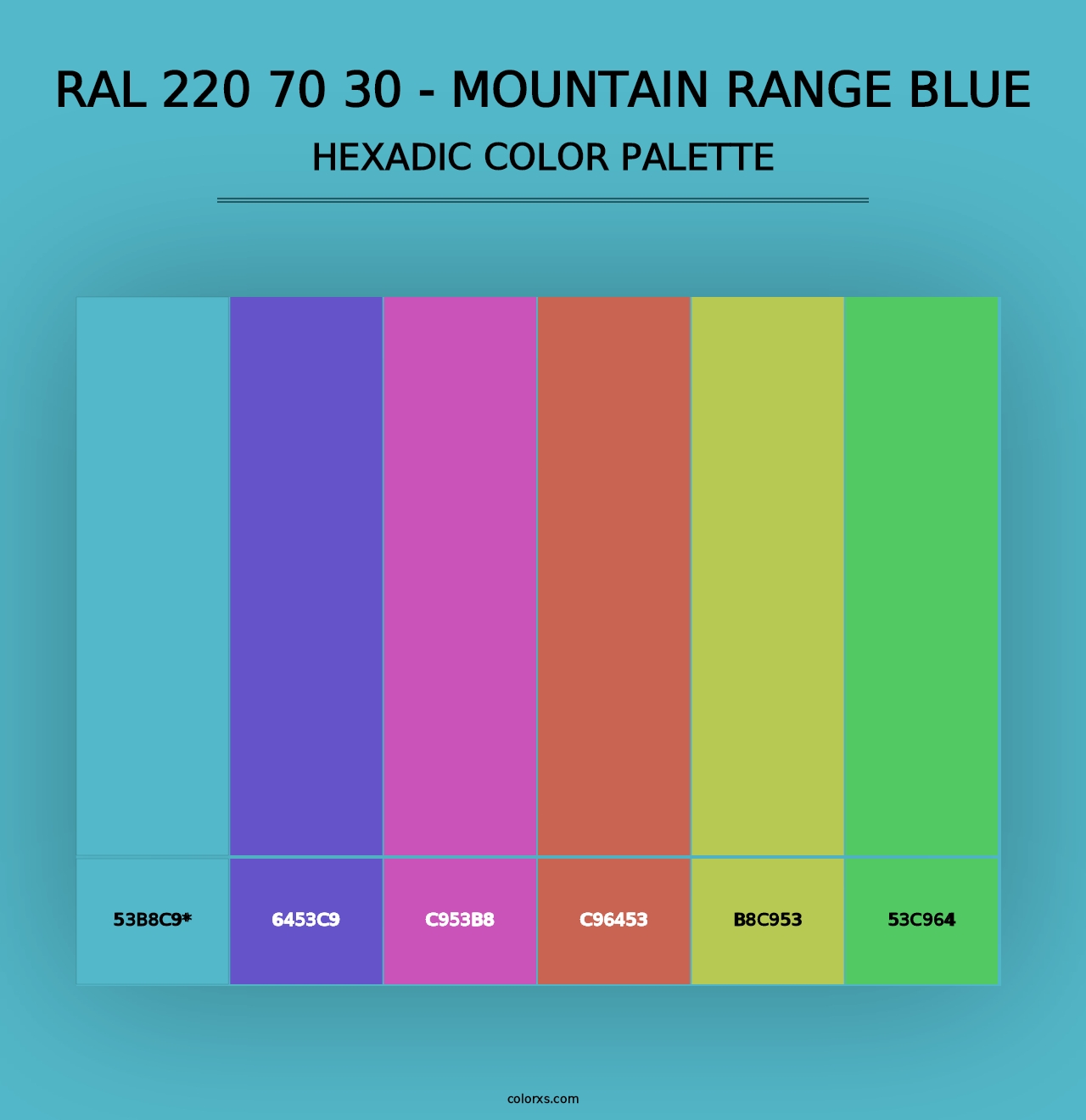 RAL 220 70 30 - Mountain Range Blue - Hexadic Color Palette