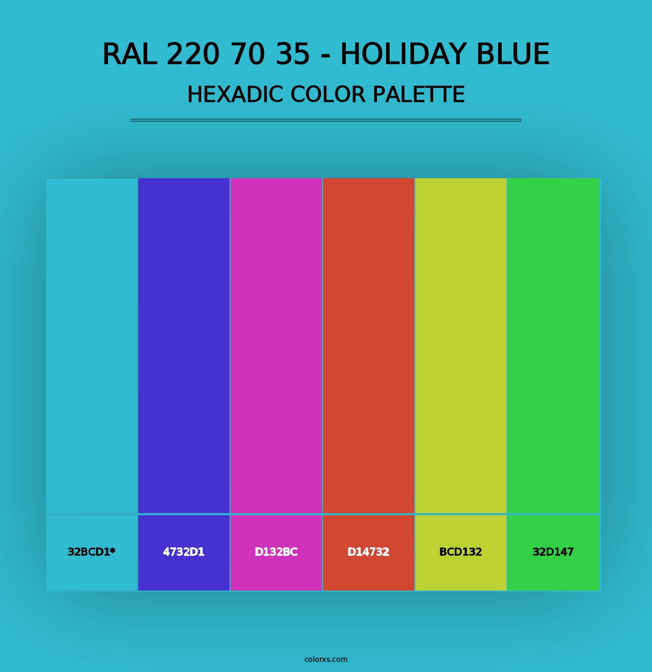 RAL 220 70 35 - Holiday Blue - Hexadic Color Palette