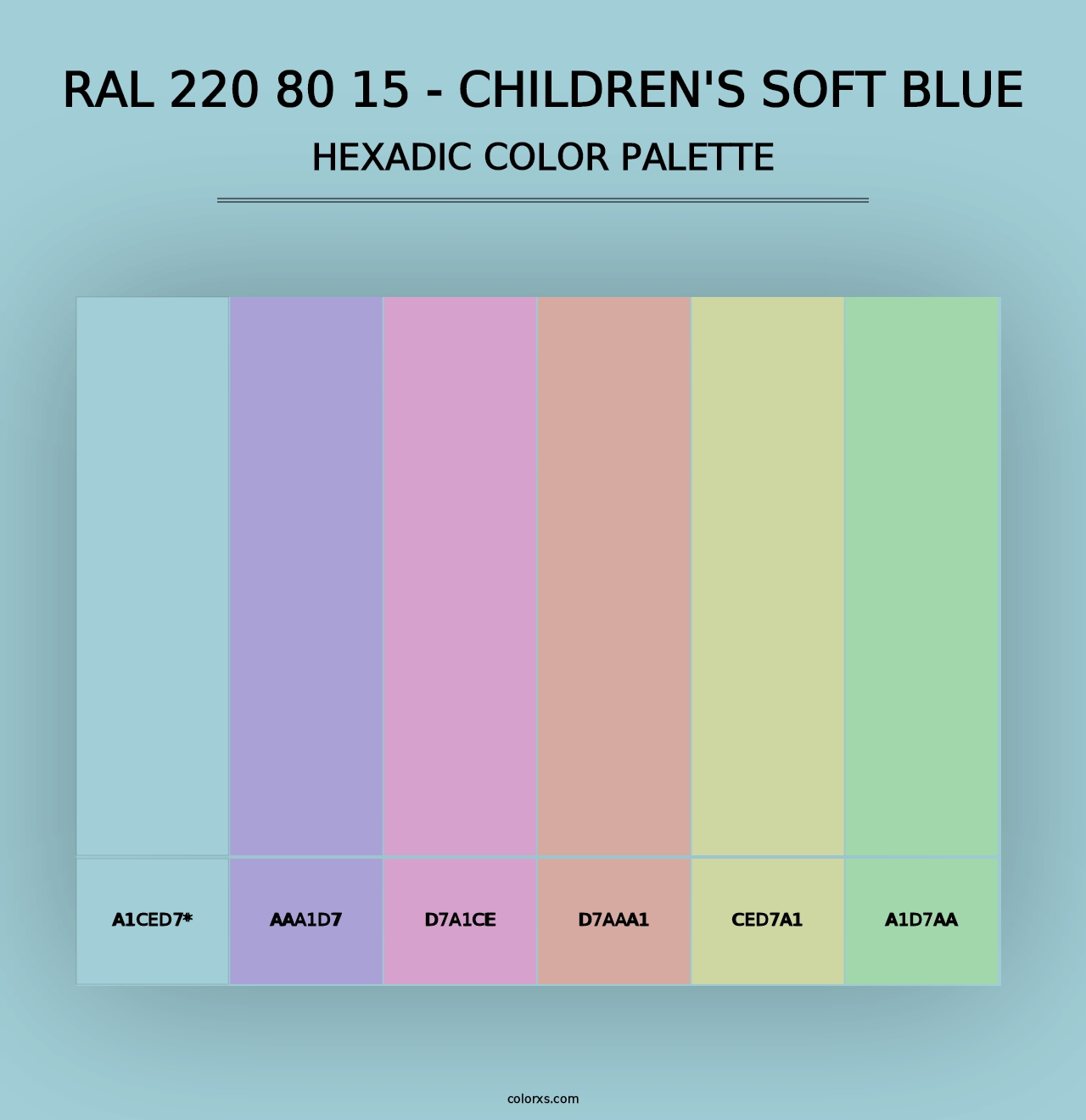 RAL 220 80 15 - Children's Soft Blue - Hexadic Color Palette