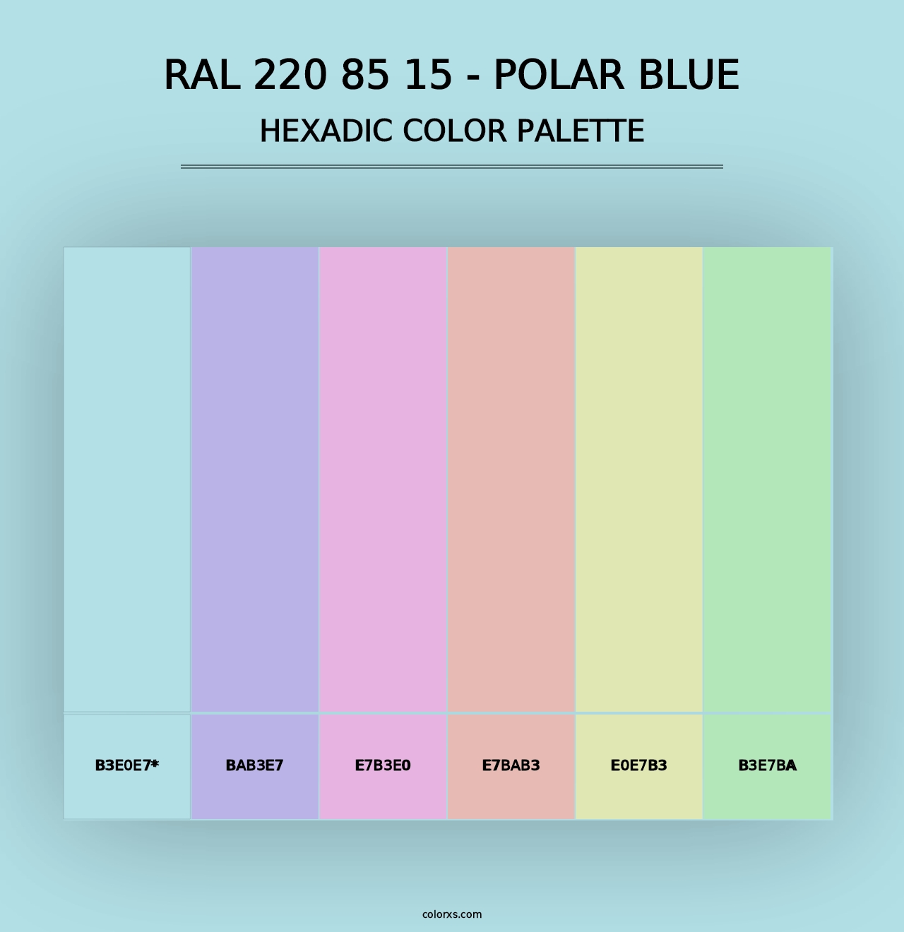 RAL 220 85 15 - Polar Blue - Hexadic Color Palette