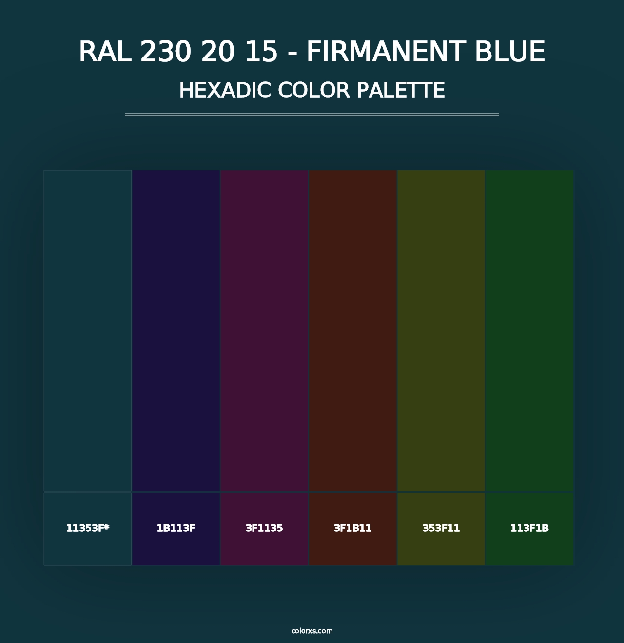 RAL 230 20 15 - Firmanent Blue - Hexadic Color Palette