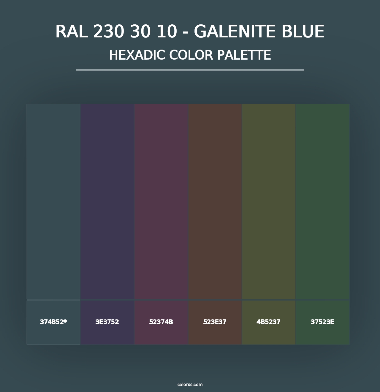 RAL 230 30 10 - Galenite Blue - Hexadic Color Palette