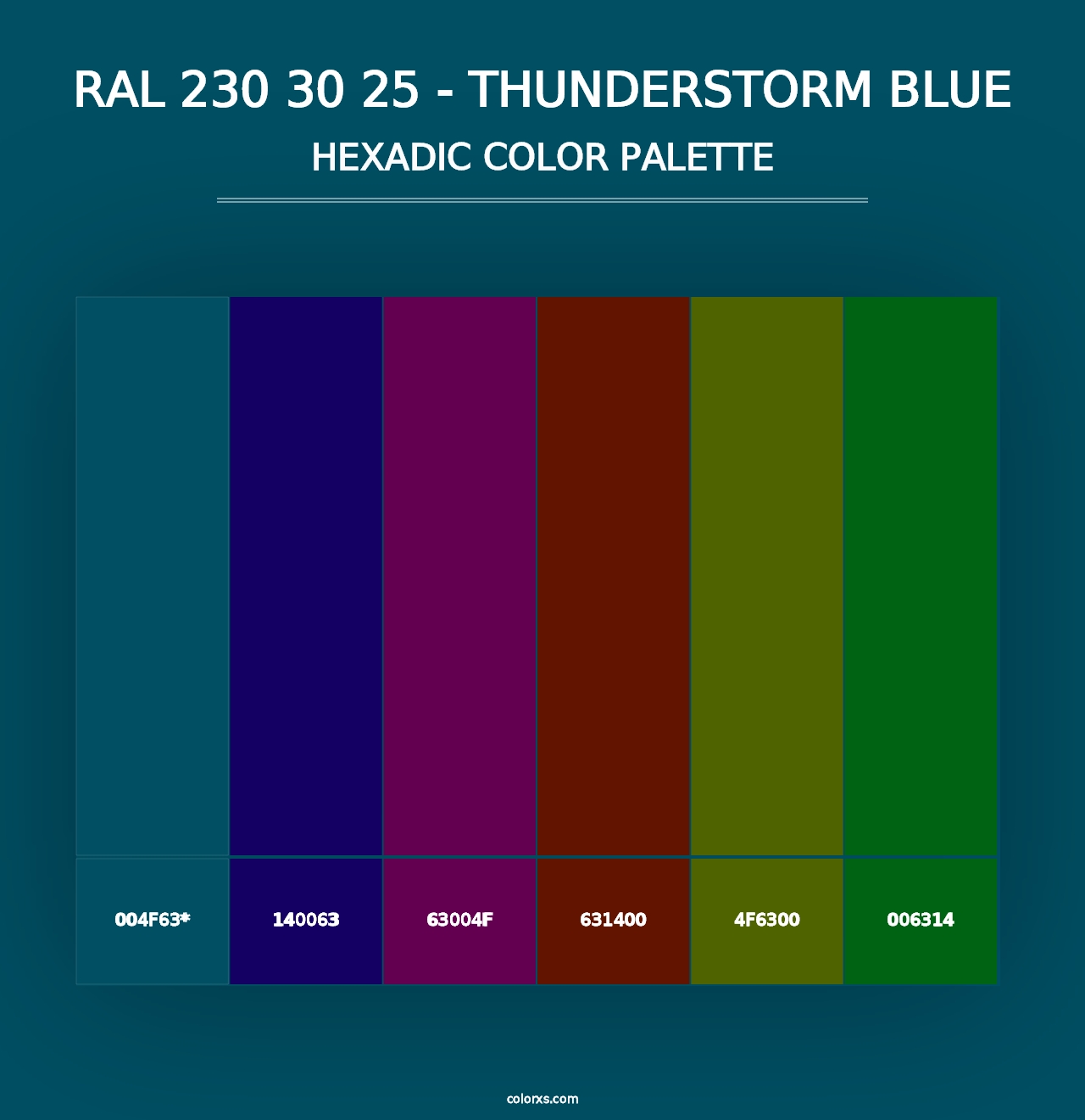 RAL 230 30 25 - Thunderstorm Blue - Hexadic Color Palette