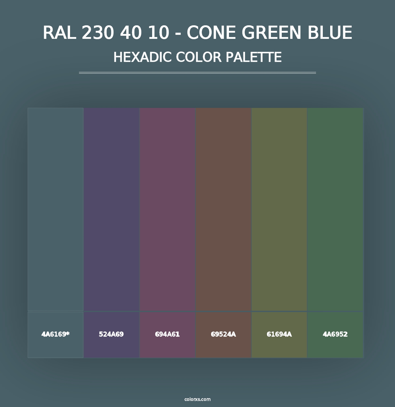 RAL 230 40 10 - Cone Green Blue - Hexadic Color Palette