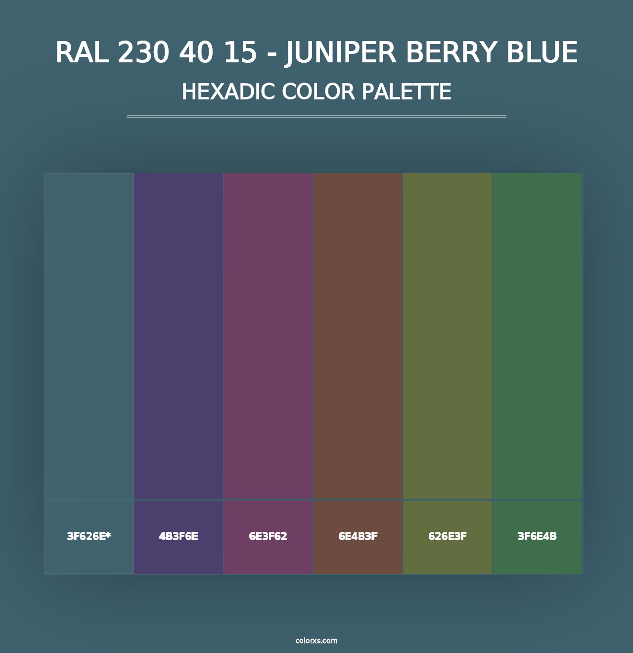 RAL 230 40 15 - Juniper Berry Blue - Hexadic Color Palette