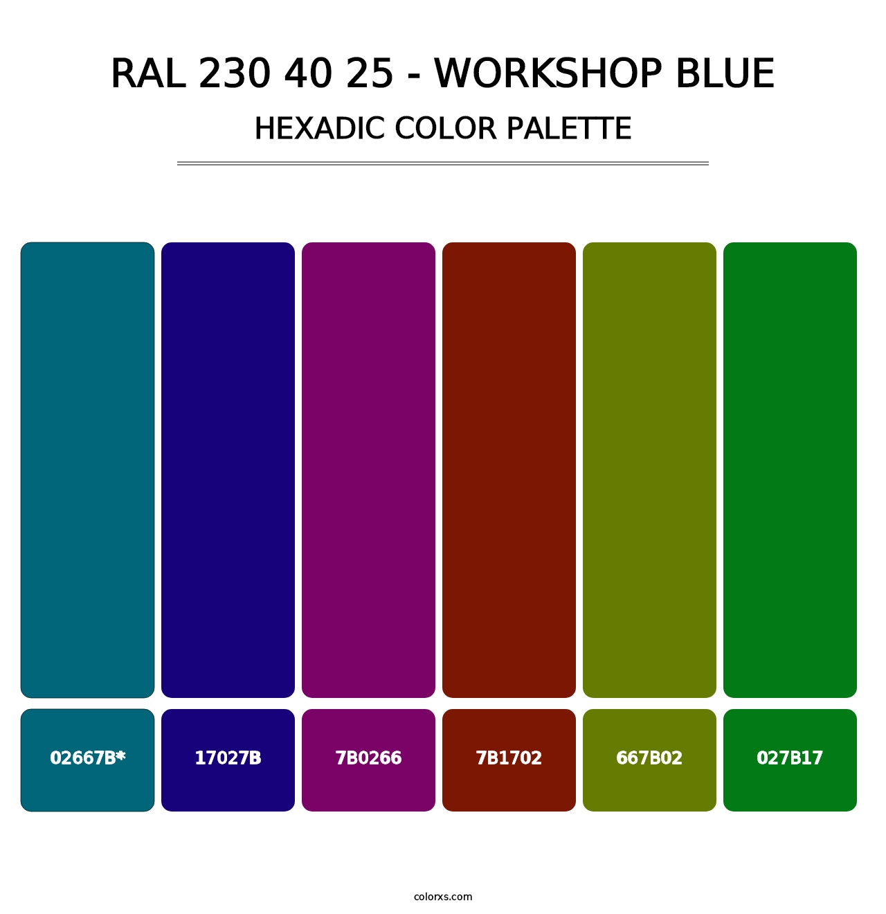 RAL 230 40 25 - Workshop Blue - Hexadic Color Palette