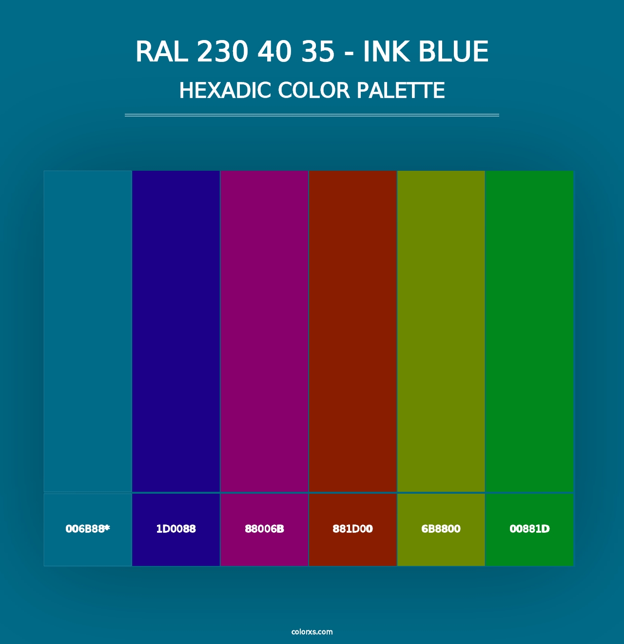 RAL 230 40 35 - Ink Blue - Hexadic Color Palette