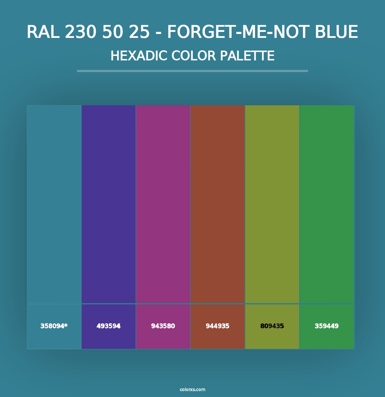 RAL 230 50 25 - Forget-Me-Not Blue - Hexadic Color Palette