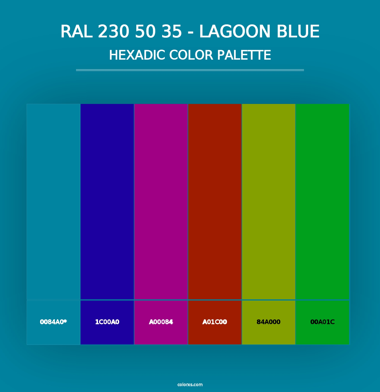 RAL 230 50 35 - Lagoon Blue - Hexadic Color Palette