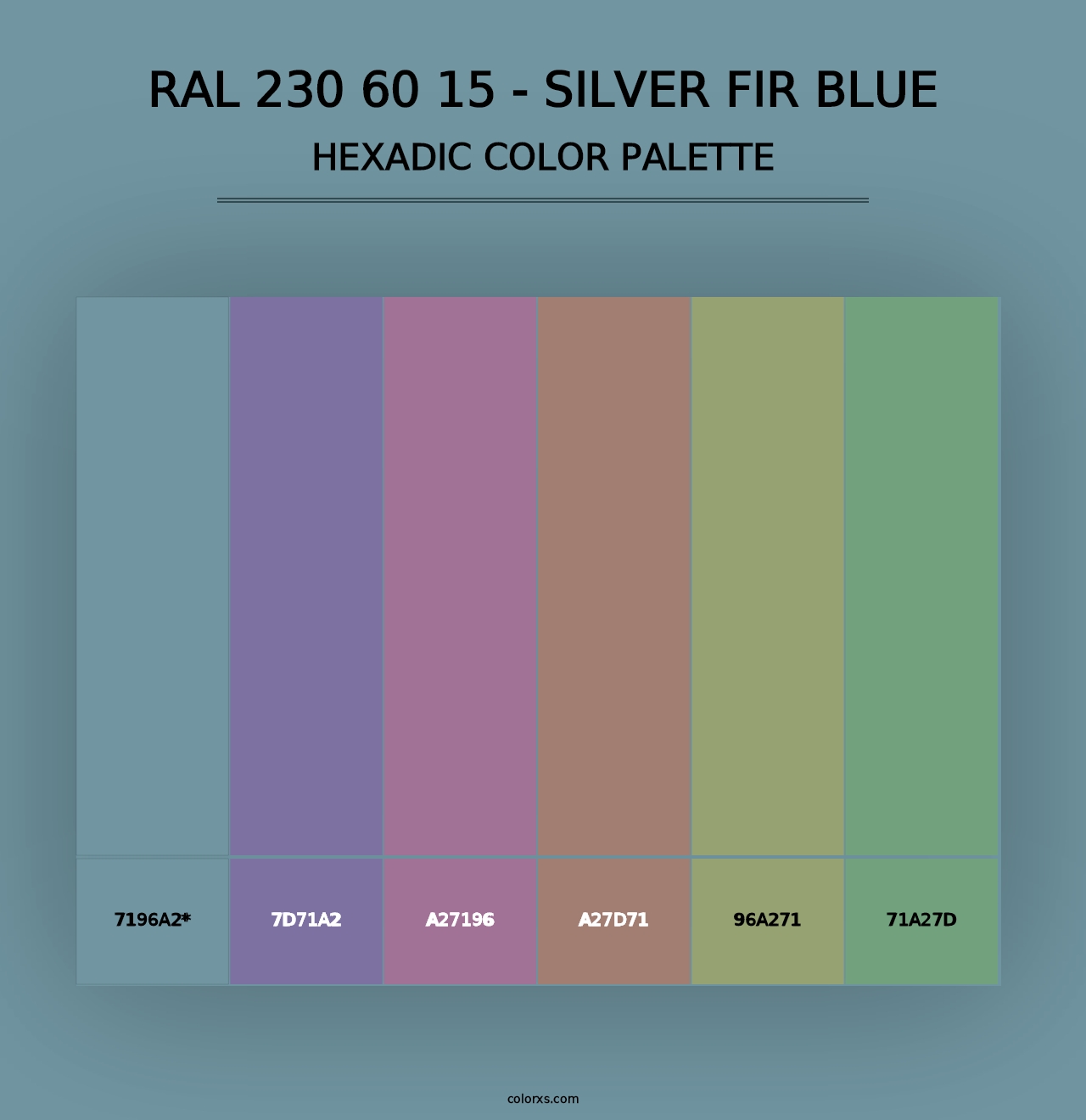 RAL 230 60 15 - Silver Fir Blue - Hexadic Color Palette