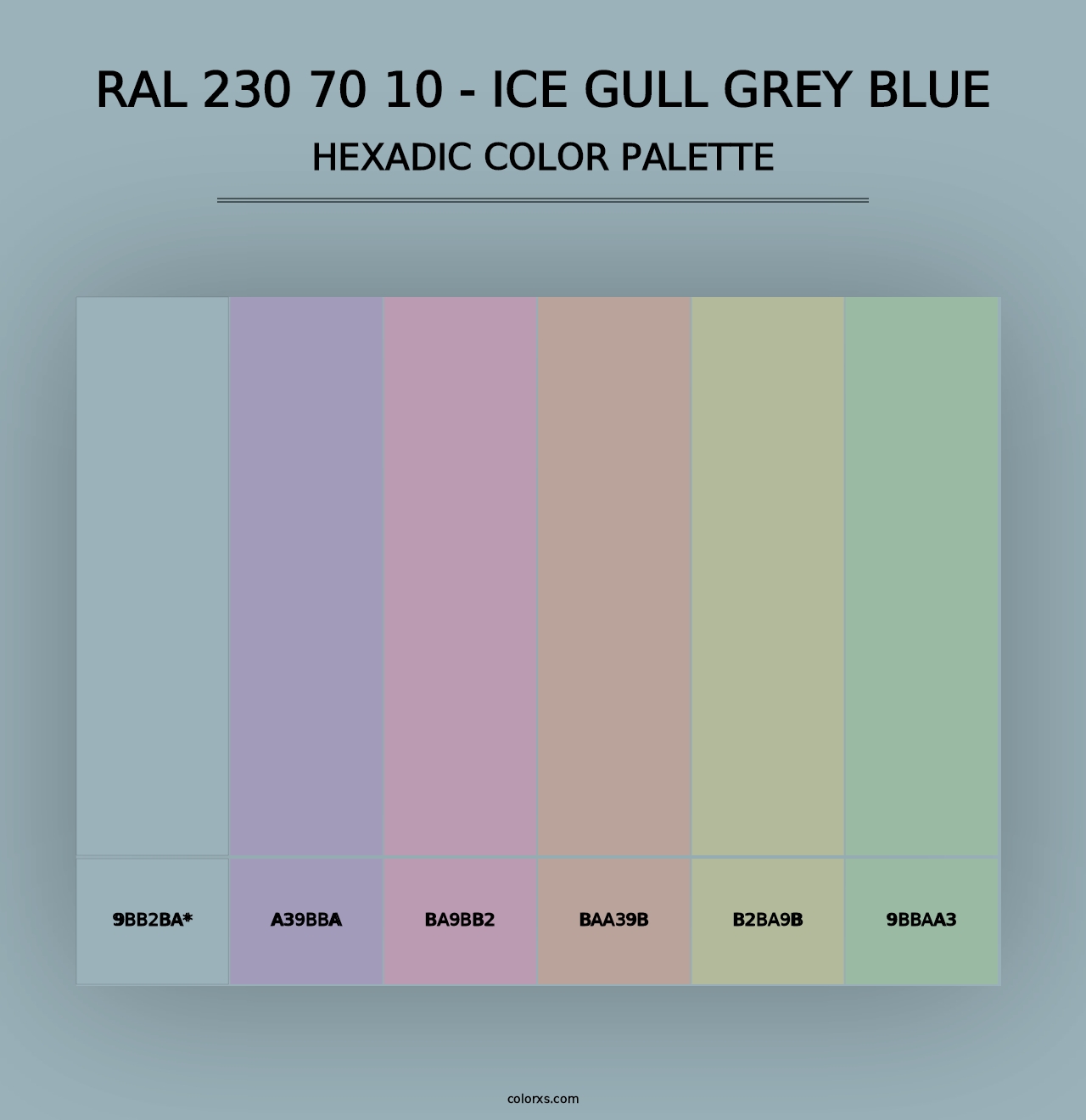 RAL 230 70 10 - Ice Gull Grey Blue - Hexadic Color Palette