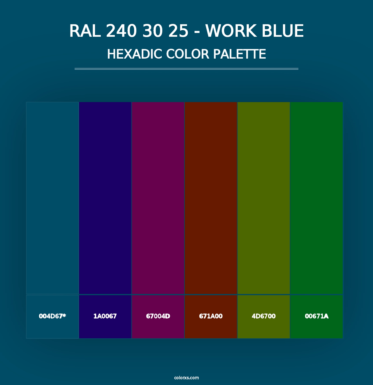 RAL 240 30 25 - Work Blue - Hexadic Color Palette