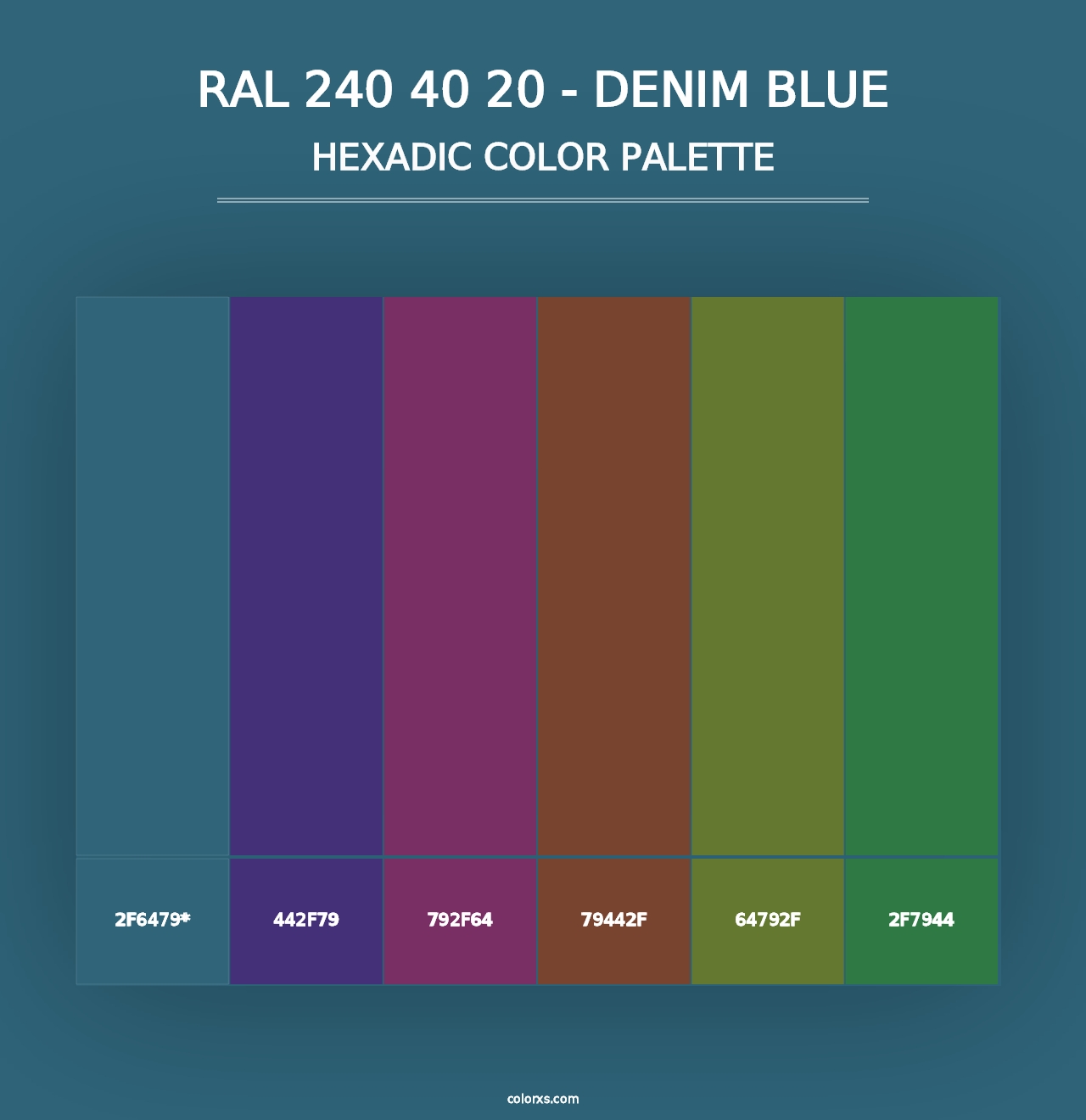 RAL 240 40 20 - Denim Blue - Hexadic Color Palette