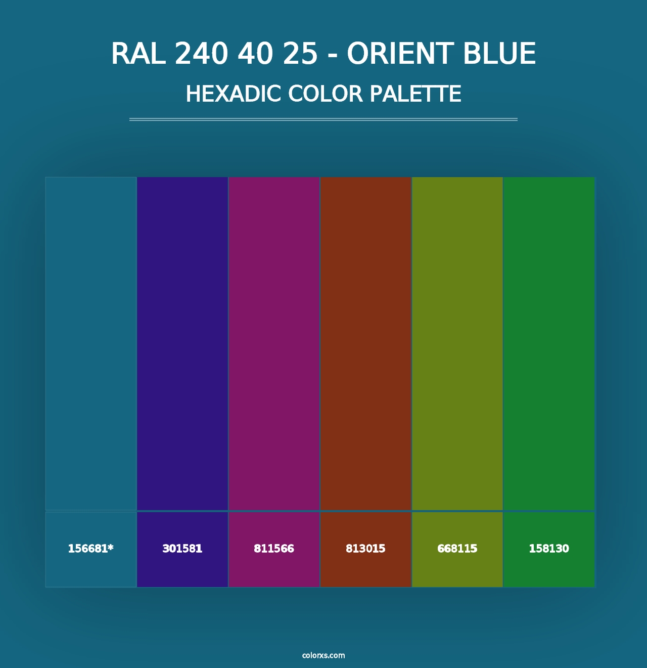 RAL 240 40 25 - Orient Blue - Hexadic Color Palette