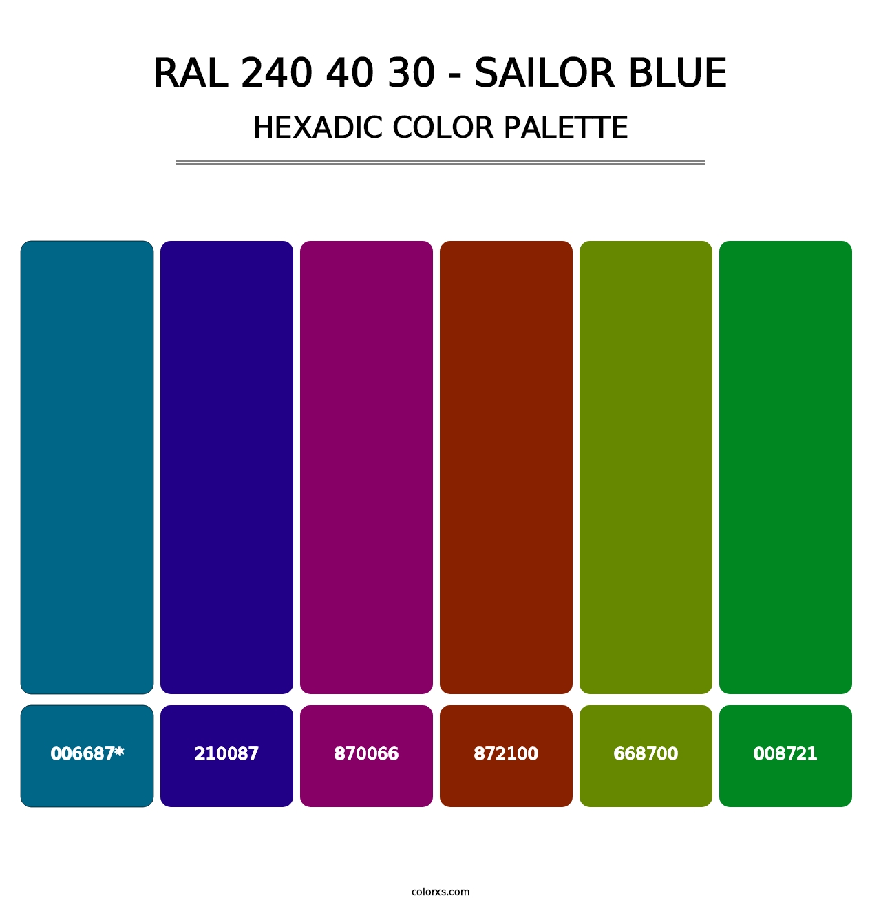 RAL 240 40 30 - Sailor Blue - Hexadic Color Palette