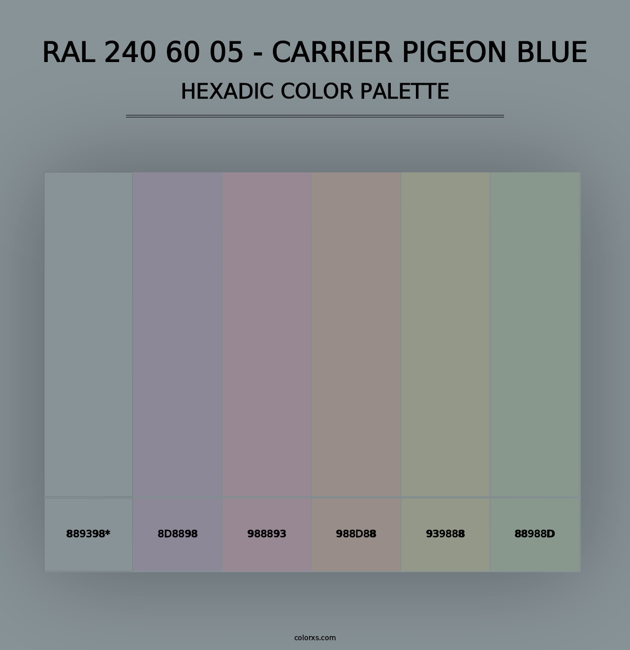 RAL 240 60 05 - Carrier Pigeon Blue - Hexadic Color Palette