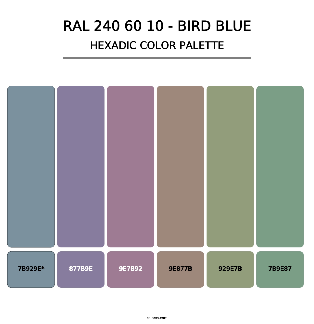 RAL 240 60 10 - Bird Blue - Hexadic Color Palette