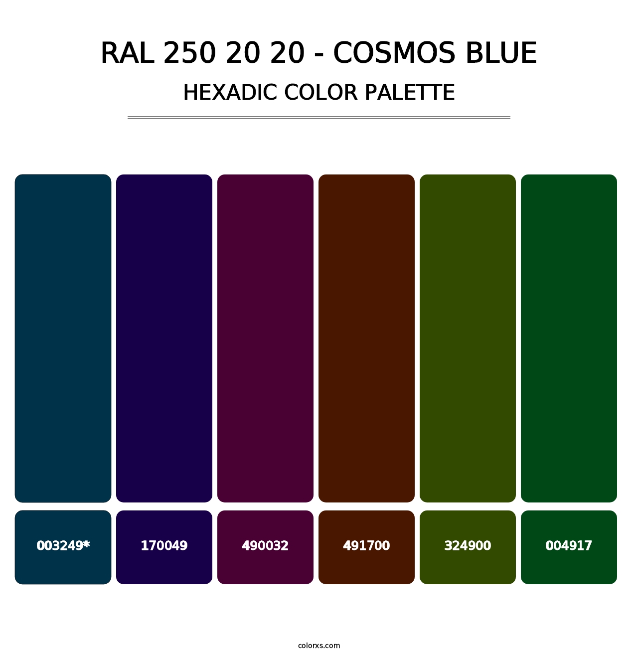 RAL 250 20 20 - Cosmos Blue - Hexadic Color Palette