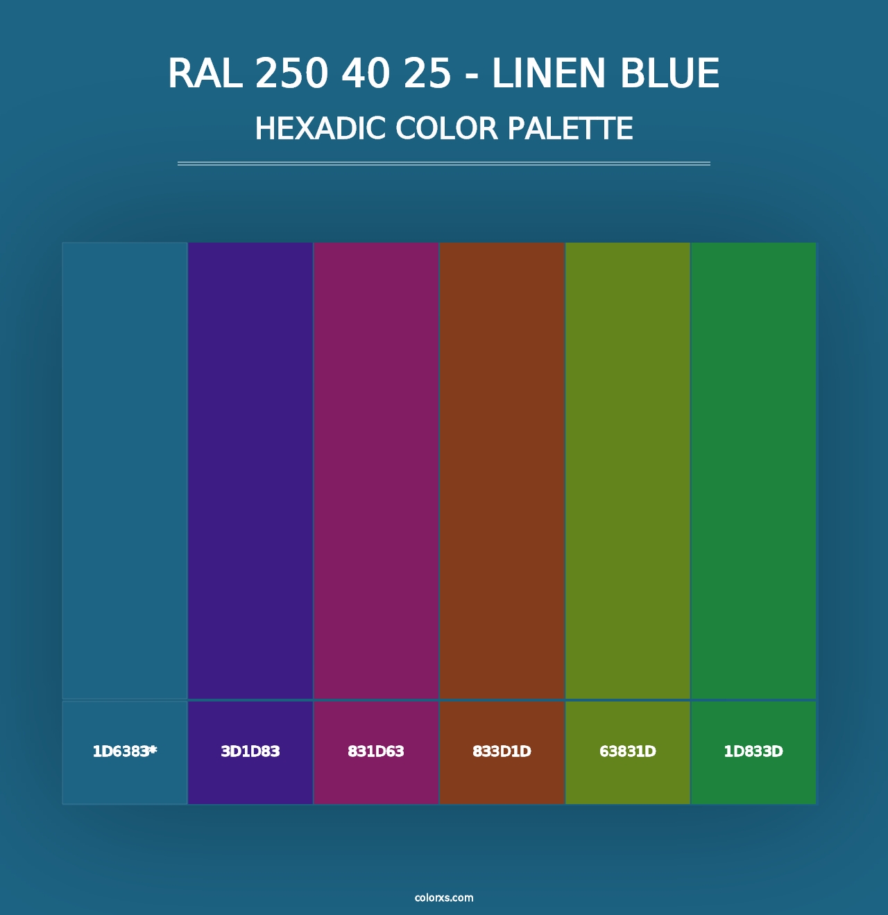 RAL 250 40 25 - Linen Blue - Hexadic Color Palette