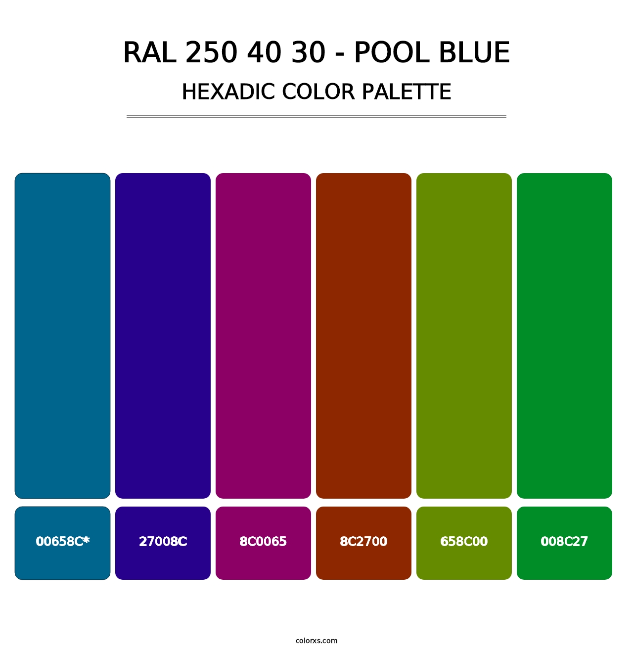 RAL 250 40 30 - Pool Blue - Hexadic Color Palette