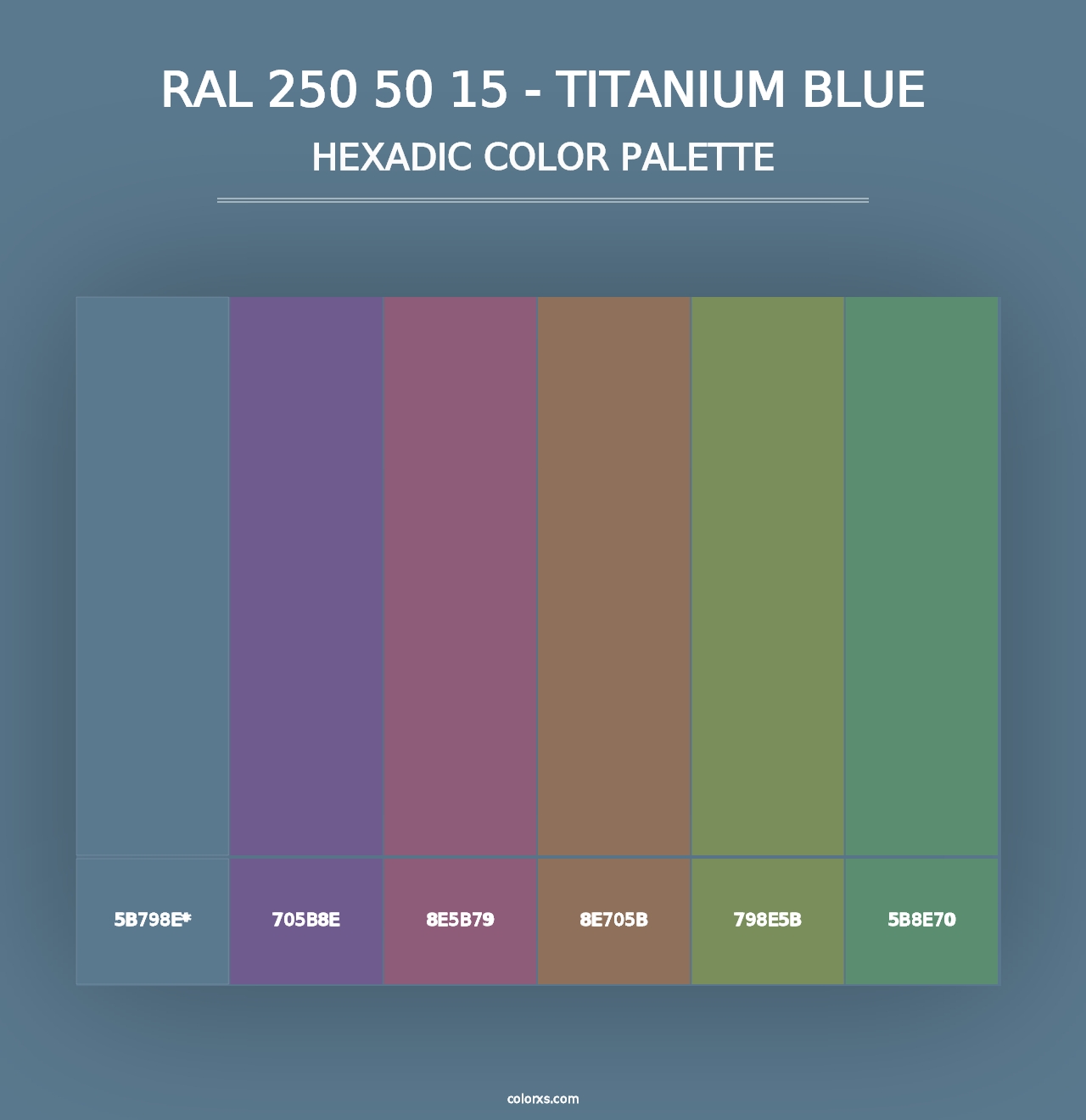 RAL 250 50 15 - Titanium Blue - Hexadic Color Palette