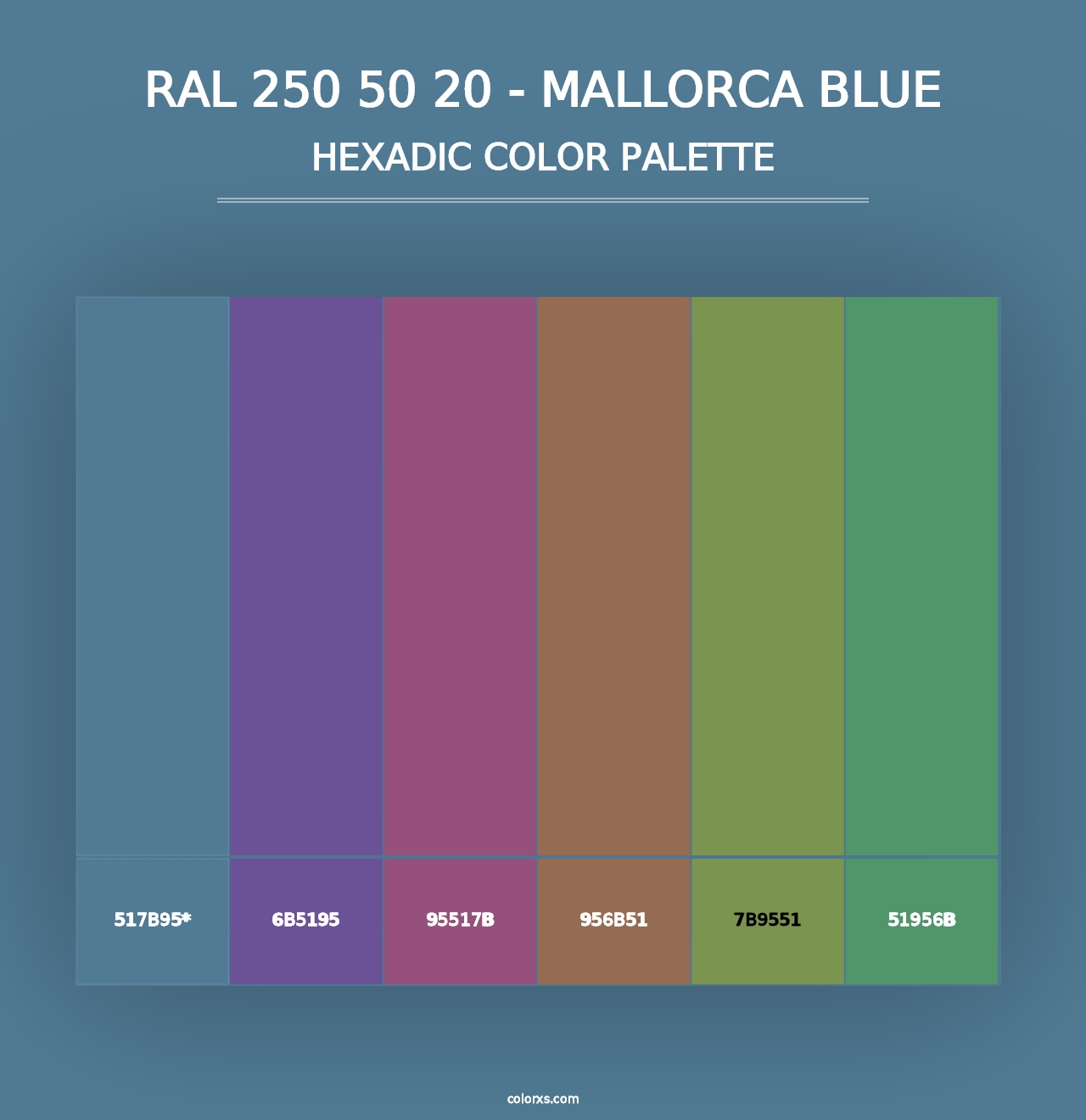 RAL 250 50 20 - Mallorca Blue - Hexadic Color Palette