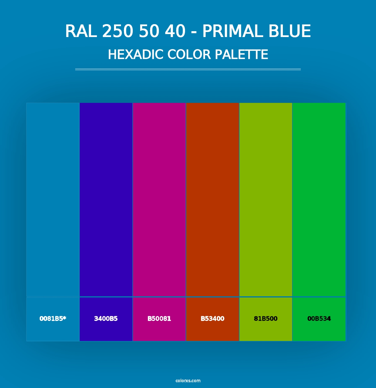 RAL 250 50 40 - Primal Blue - Hexadic Color Palette