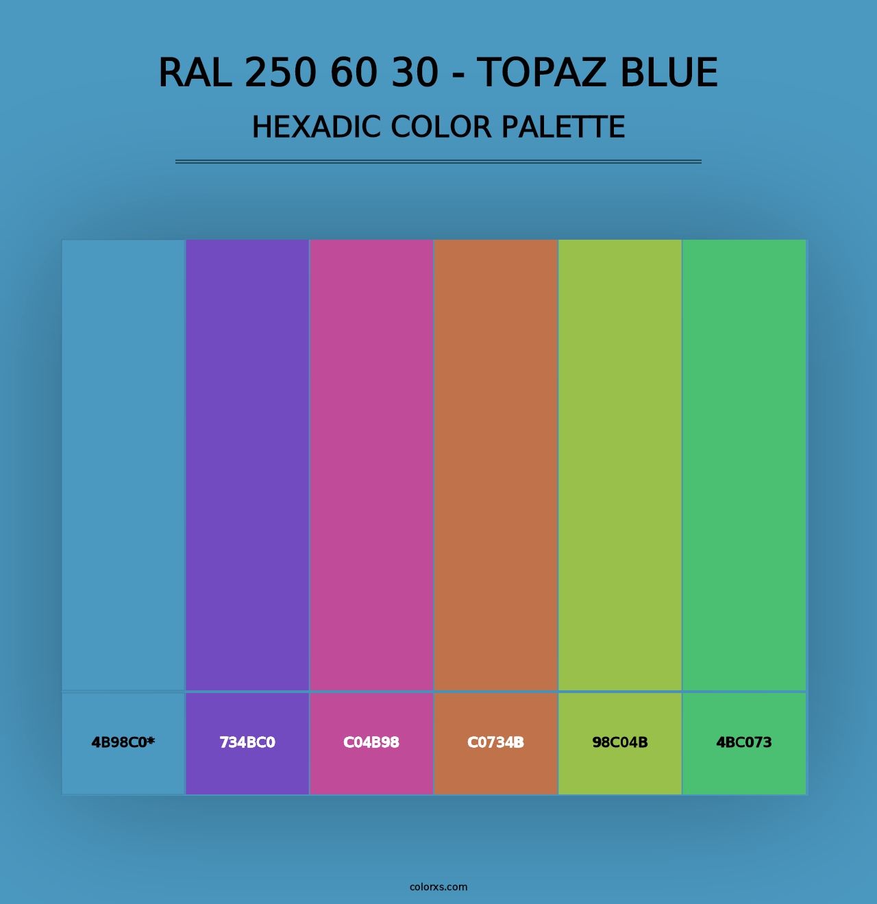 RAL 250 60 30 - Topaz Blue - Hexadic Color Palette