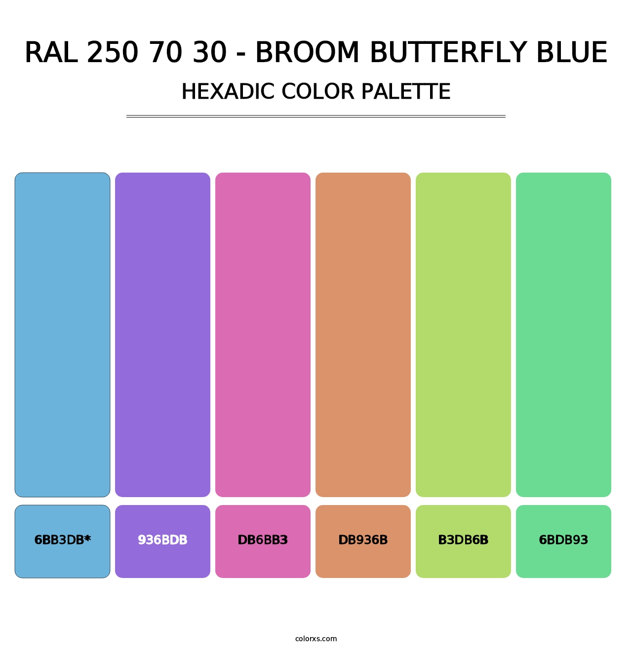 RAL 250 70 30 - Broom Butterfly Blue - Hexadic Color Palette