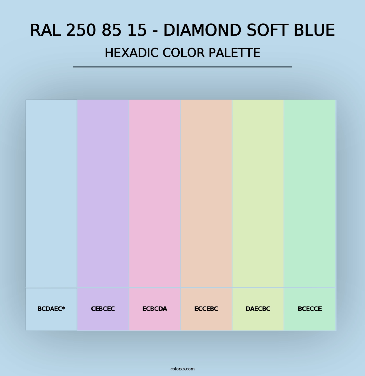 RAL 250 85 15 - Diamond Soft Blue - Hexadic Color Palette